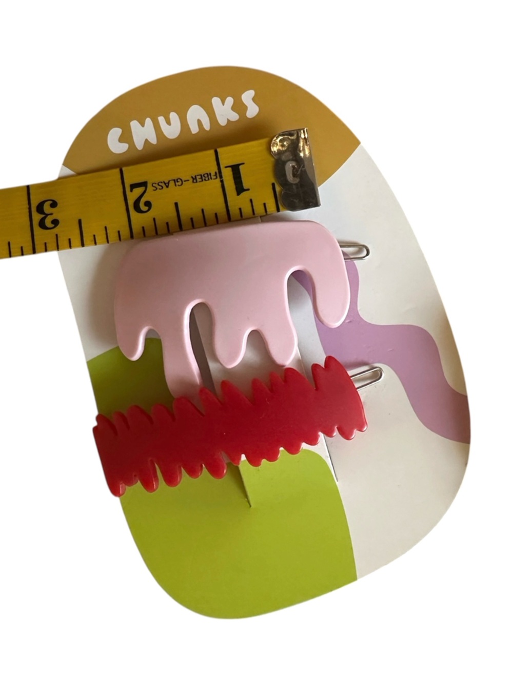 CHUNKS Arty Pink Drip & Red Wave Hair Barrettes bought in Seattle WA